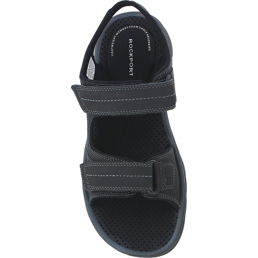 Mens Rockport Men's Rockport Get Your Kicks Double Velcro Black Leather Black Leather