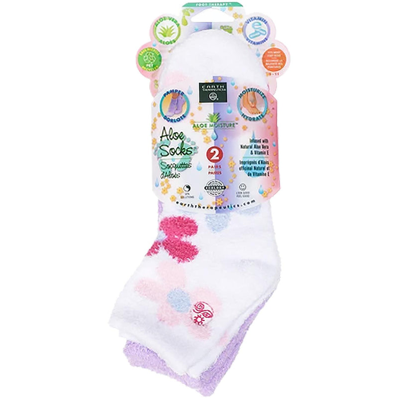Women's Earth Therapeutics Aloe Socks Double Pack Flowers/Lavender