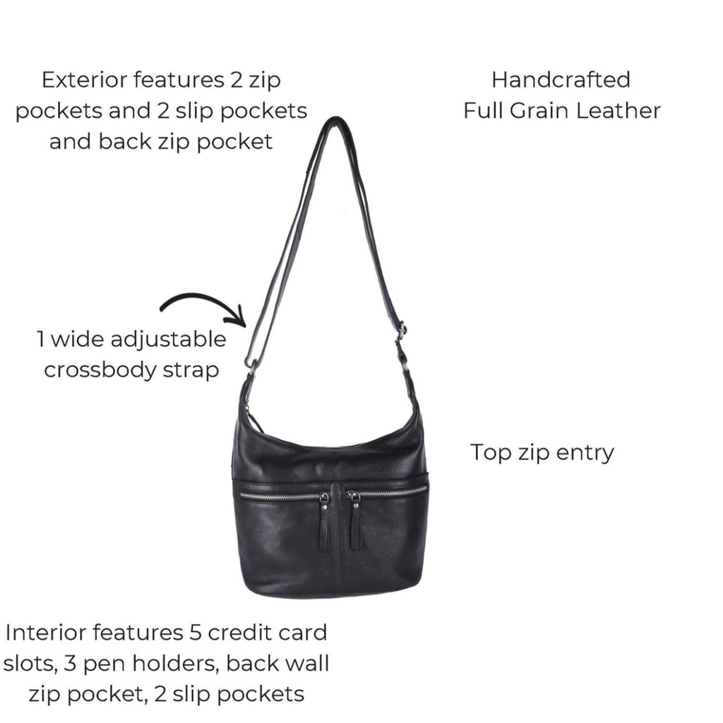 Latico Women's Latico Gita Crossbody Shoulder Bag Denim Leather Denim Leather