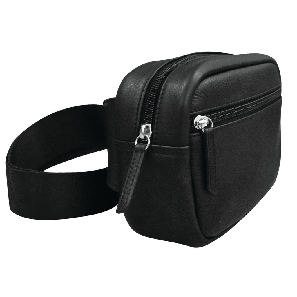 Womens Ili new york Women's ili New York Zip Belt Bag Black Leather Black