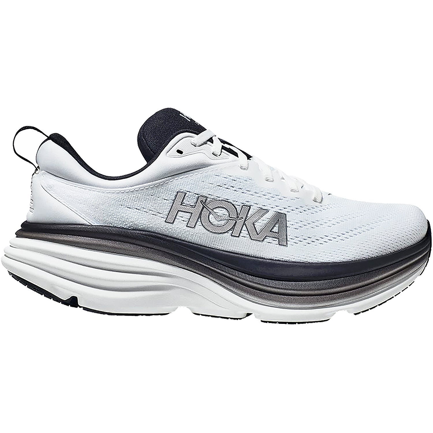 HOKA Bondi 8 - Men's Black & White / 11