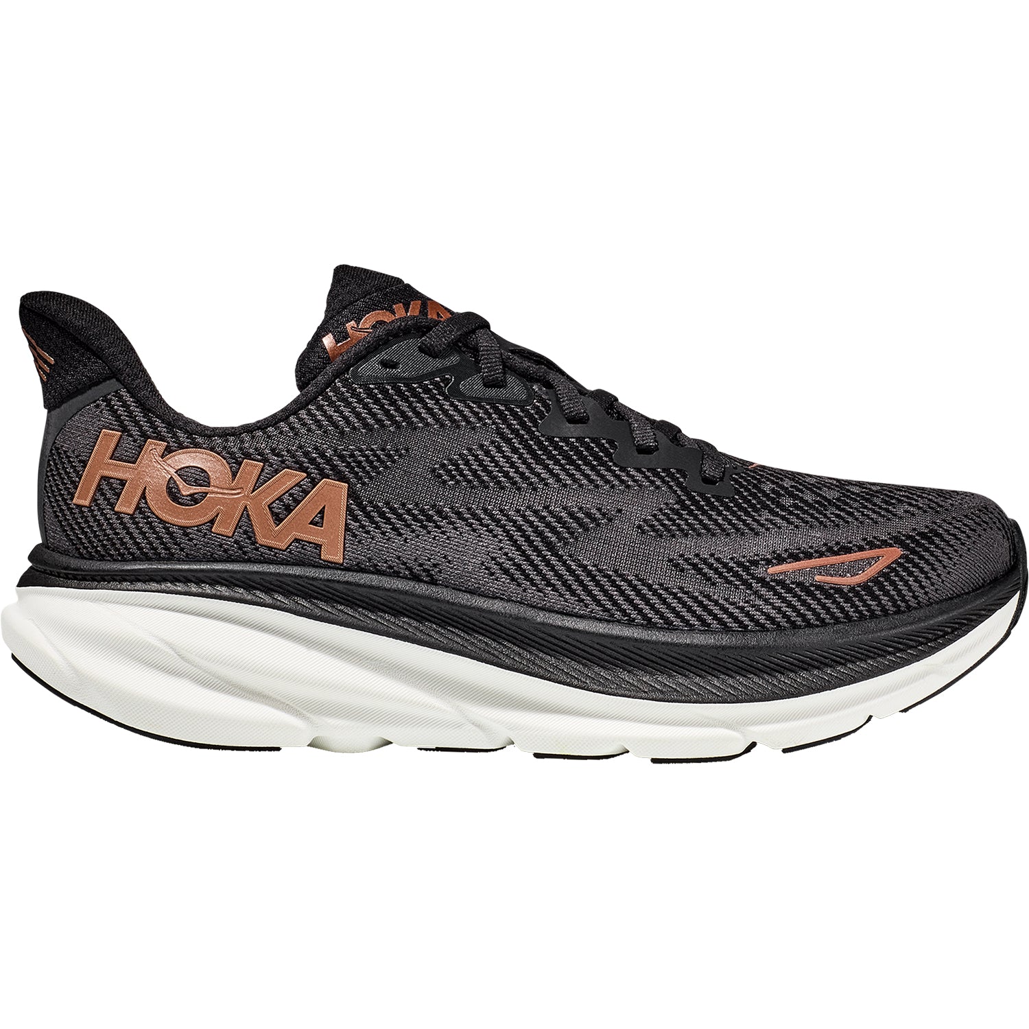 Women's Hoka Clifton 9 Black/Copper Mesh – Footwear etc.