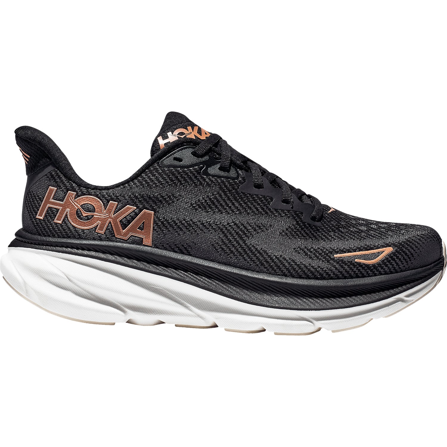 Women's Hoka Clifton 9 Black/Rose Gold Mesh – Footwear etc.