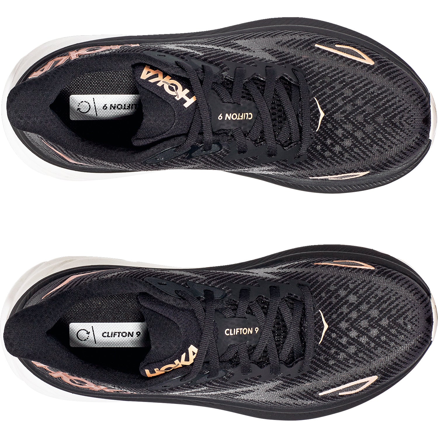 Hoka Clifton 9 Black/Rose Gold | Women's Running Shoes | Footwear etc.