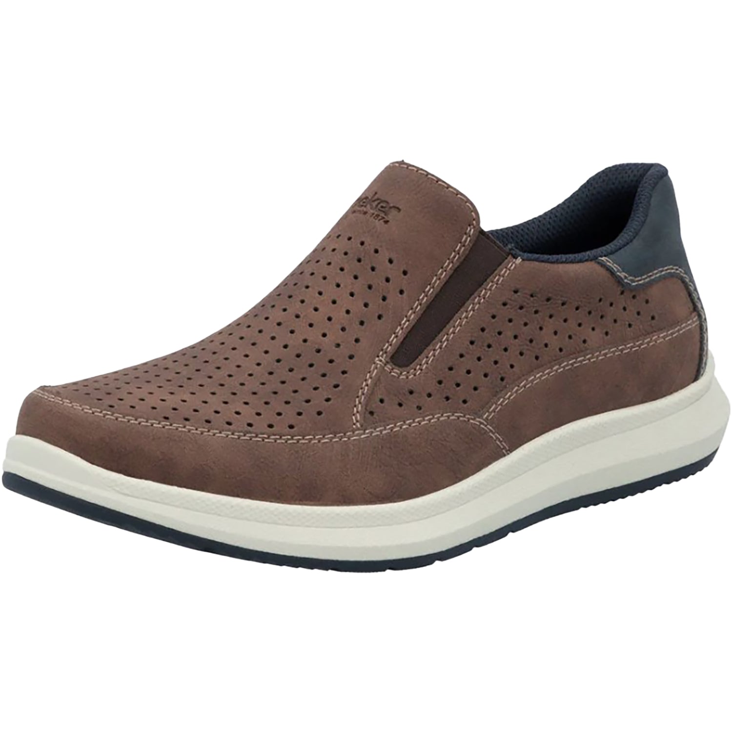 Mens Rieker Rieker 16952-24 Reinhard 52 Perfed Vegan Men's Slip Ons Tan Tan
