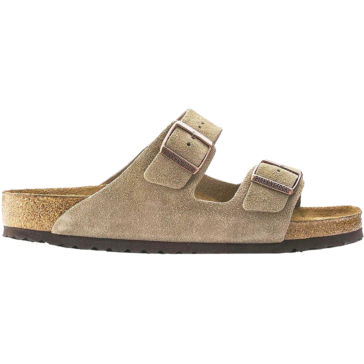 Birkenstock Arizona Taupe Suede Fit Flat Sandals in Natural
