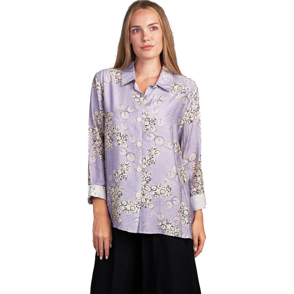 Womens Shana apparel Women's Shana Apparel Printed Shape Shirt Lavender Lavender