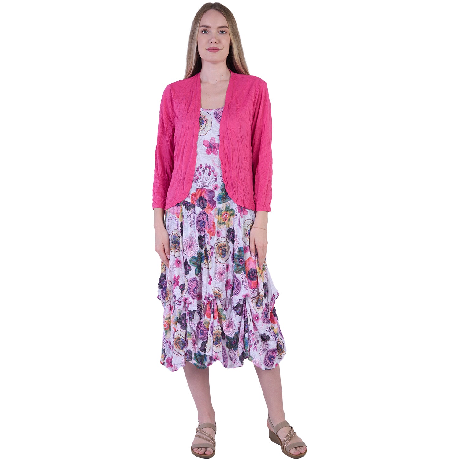 Womens Shana apparel Women's Shana Apparel Crinkle Basic Cardigan Pink Pink