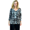 Womens Shana apparel Shana Apparel Long Sleeve Crinkle V-Neck Women's Top Black/White Black/White