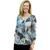 Womens Shana apparel Shana Apparel Long Sleeve Crinkle V-Neck Women's Top Khaki Multi Khaki Multi