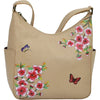 Womens Anuschka Anuschka Classic Hobo With Side Pockets Flower Garden Almond Leather Flower Garden Almond Leather