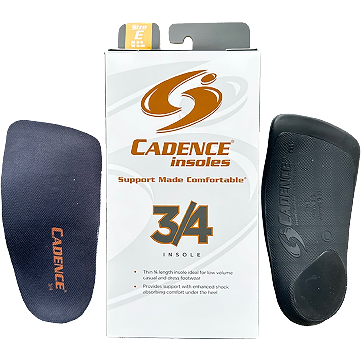 Unisex Cadence insole Cadence 3/4 High Arch Unisex Insoles Black