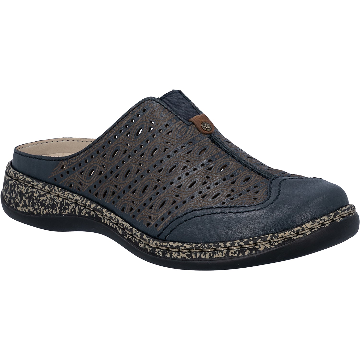 Womens Rieker Rieker 46376-14 Daisy 76 Women's Clogs Pazifik/Amaretto Pazifik/Amaretto