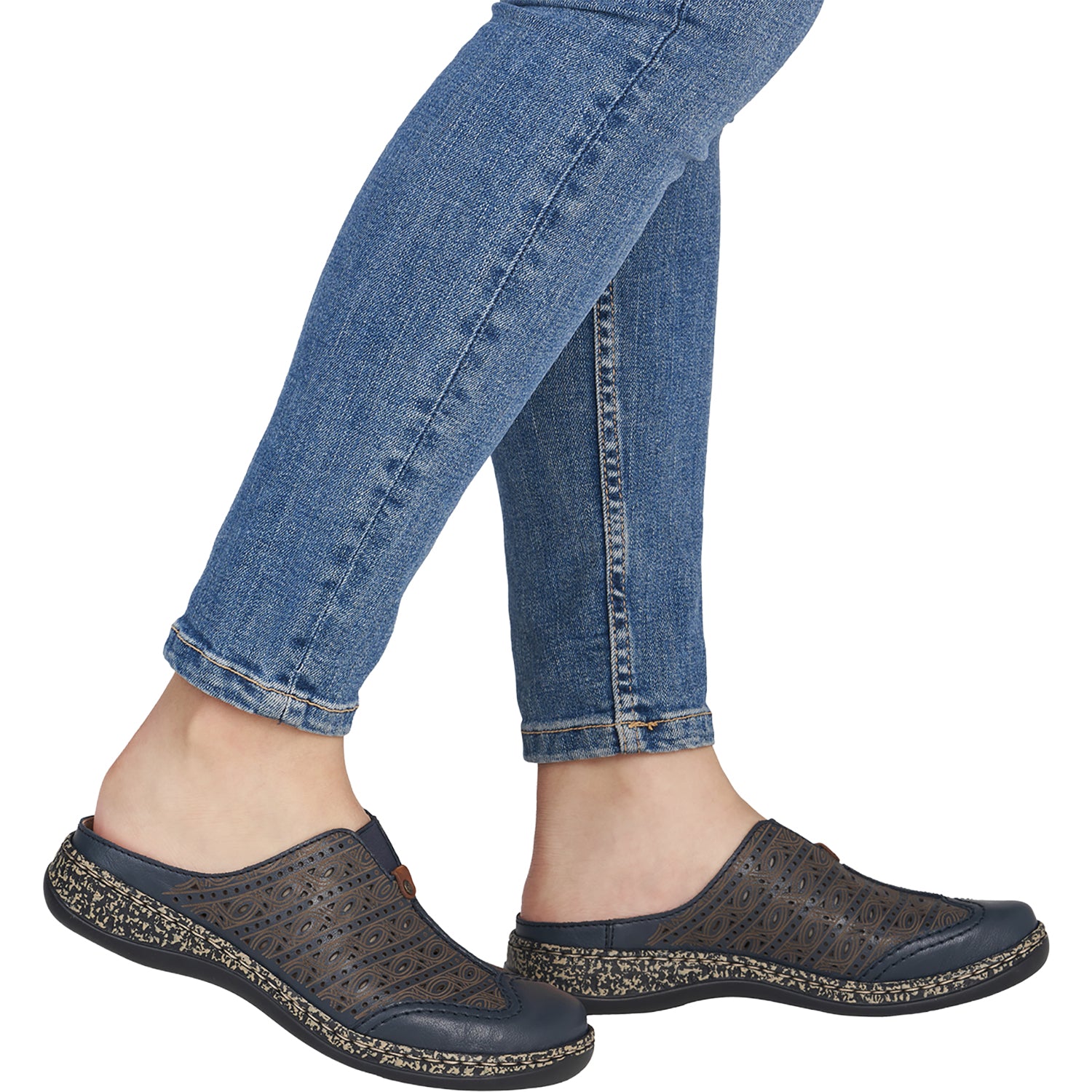 Womens Rieker Rieker 46376-14 Daisy 76 Women's Clogs Pazifik/Amaretto Pazifik/Amaretto