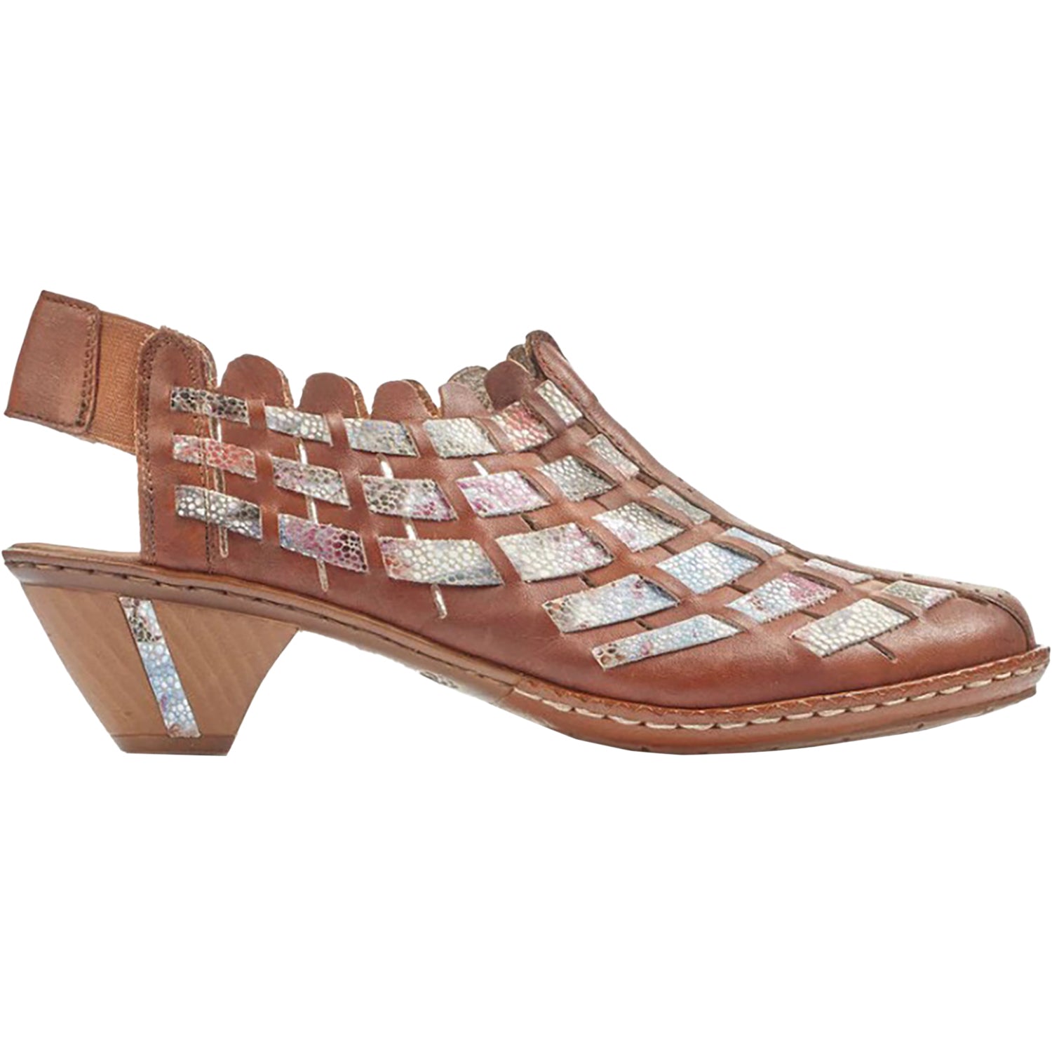 Womens Rieker Rieker 46778-24 Sina Women's Dress Heels Reh/Weiss-Multi Reh/Weiss-Multi