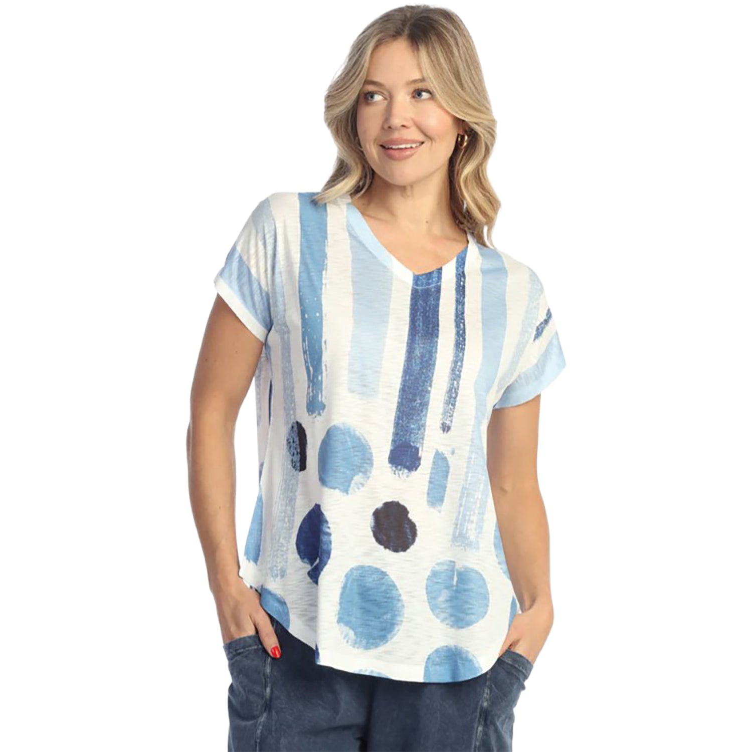 Womens Jess & jane Jess & Jane V-Neck Dolman Short Sleeve Women's Top Sandra Sandra
