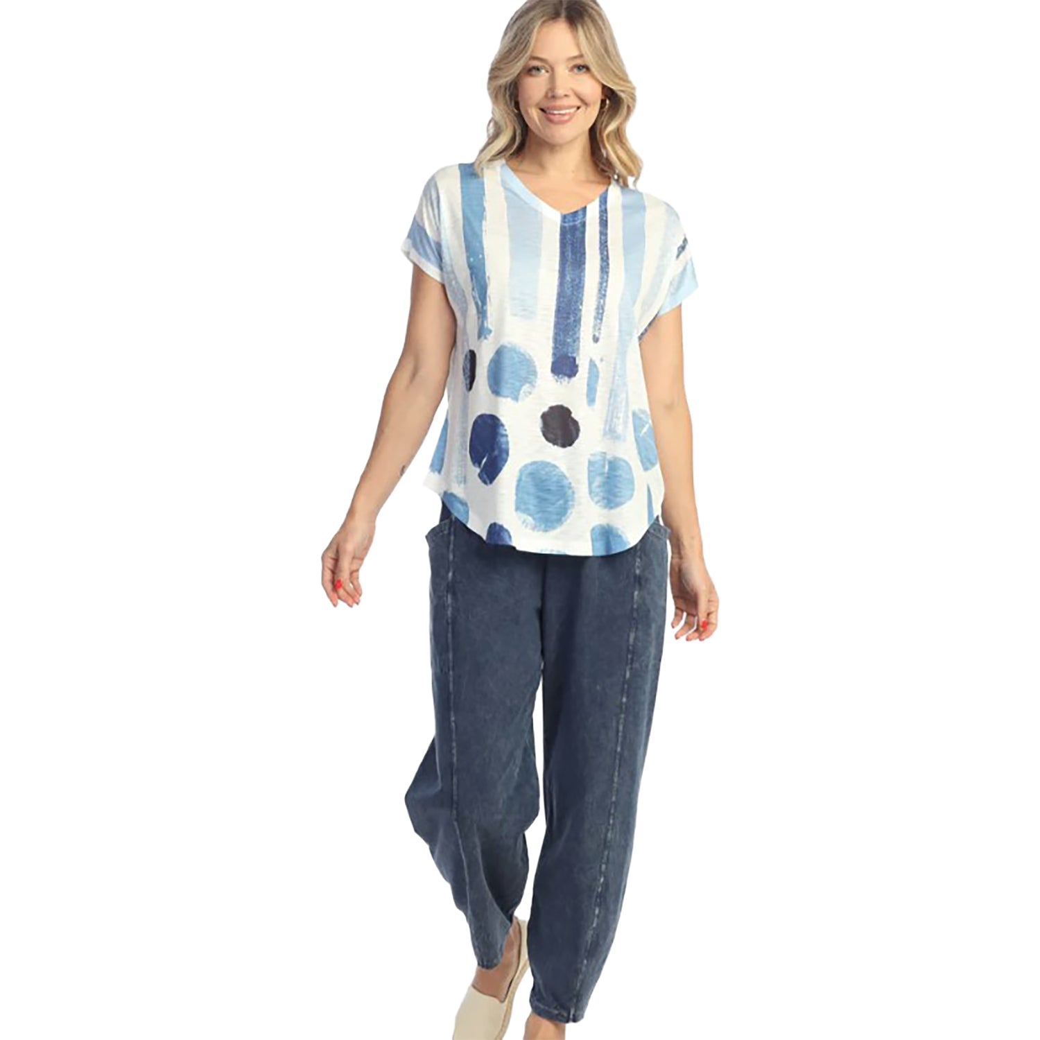 Womens Jess & jane Jess & Jane V-Neck Dolman Short Sleeve Women's Top Sandra Sandra