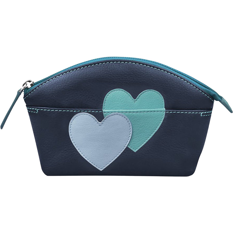 Women's ili New York Double Heart Cosmetic Case Navy/Aegean Blue Leather