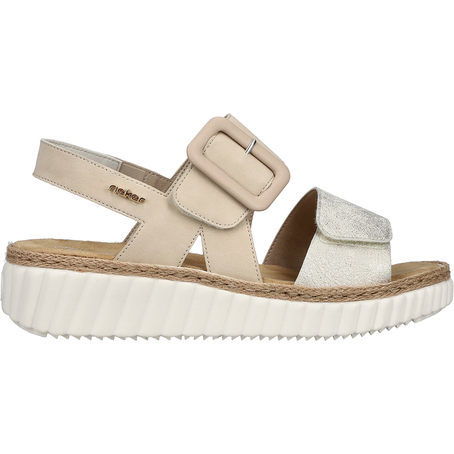 Womens Rieker Rieker 69260-60 Rachel 60 Women's Sandals Beige Gold/Perle Beige Gold/Perle