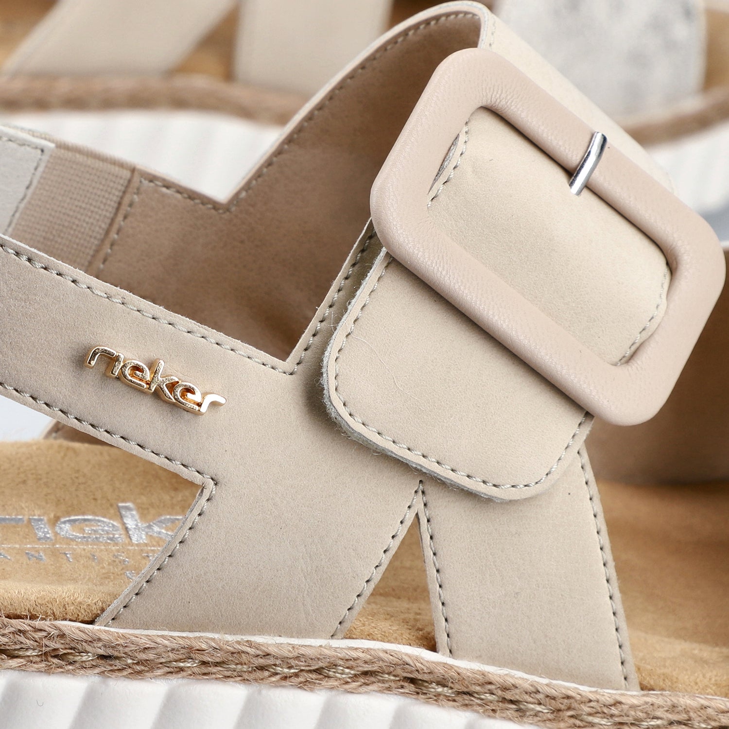 Womens Rieker Rieker 69260-60 Rachel 60 Women's Sandals Beige Gold/Perle Beige Gold/Perle