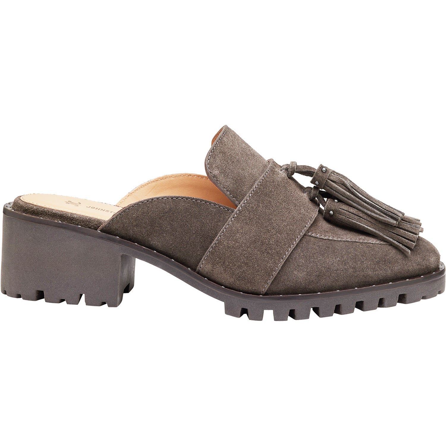 Women s Johnston Murphy Alice Fringe Mule Dark Grey Suede Footwear etc