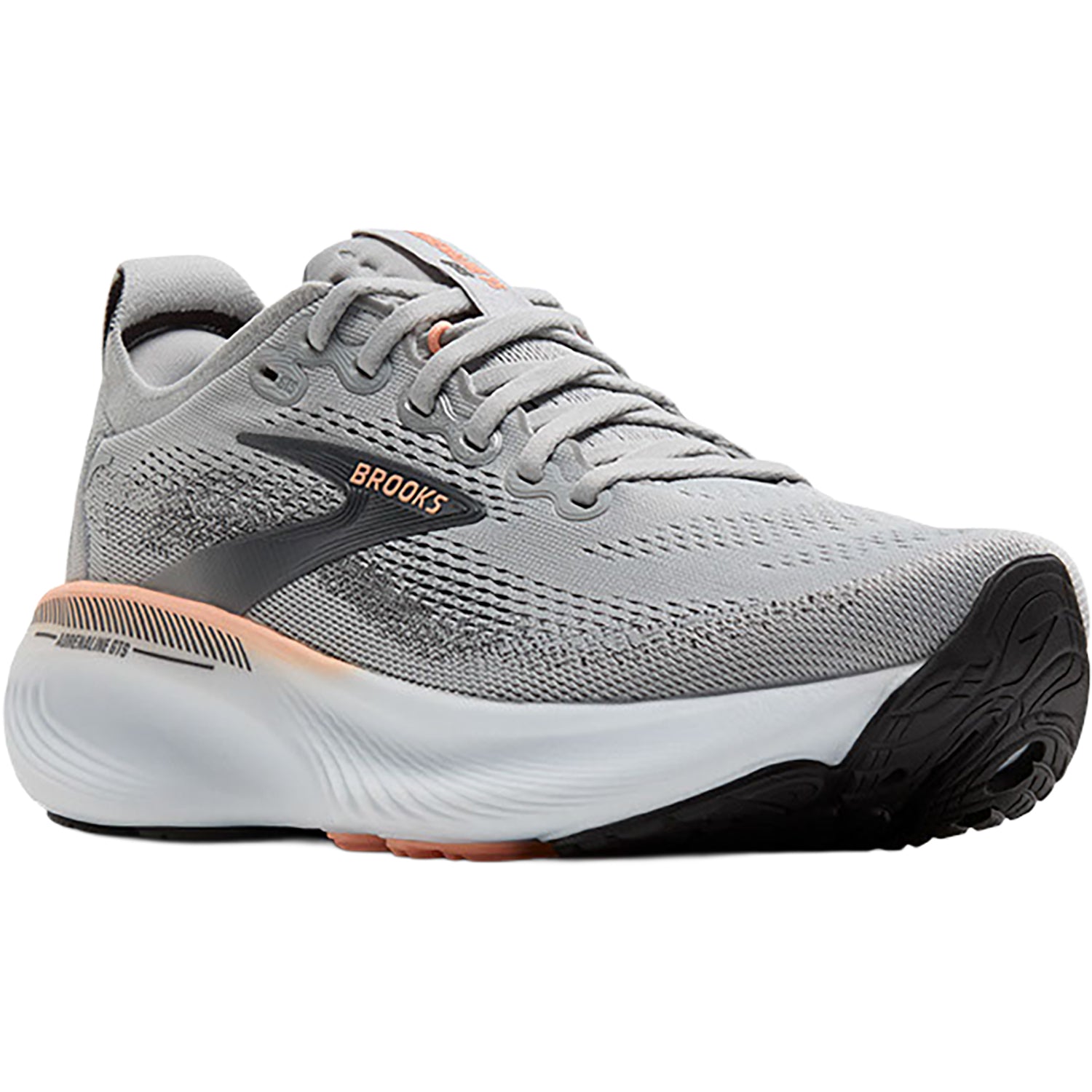 Womens Brooks Brooks Adrenaline GTS 25 (Stability Support) Women's Athletic Shoes Grey/Blackened Pearl/Coral Grey/Blackened Pearl/Coral