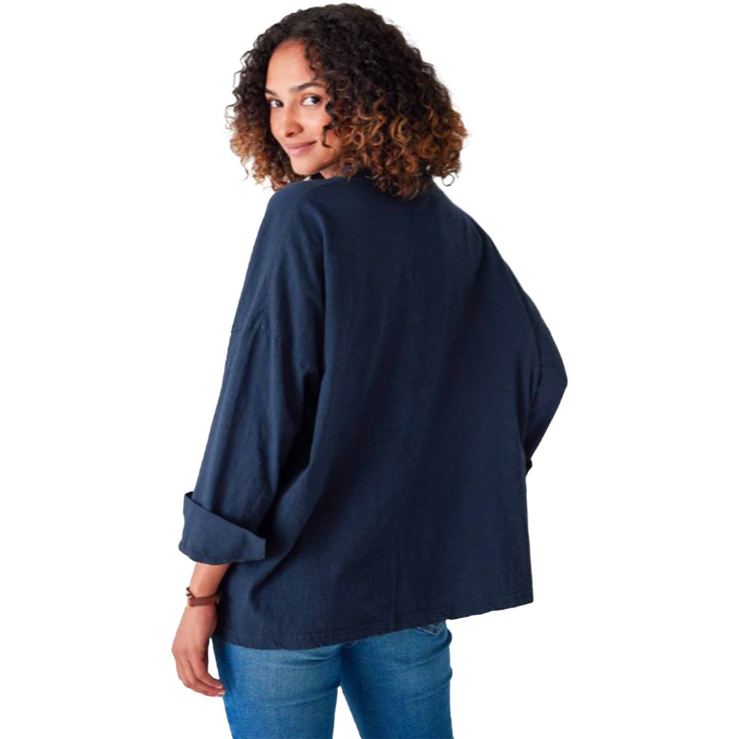 Womens Mersea Mersea Amelia Cuff Long Sleeve Tee Women's Long Sleeve Top Navy Navy