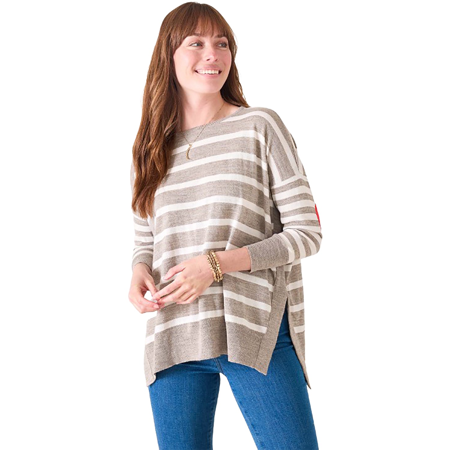 Womens Mersea Mersea Amour Sweater Women's Long Sleeve Top Driftwood Stripe Heart Driftwood Stripe Heart