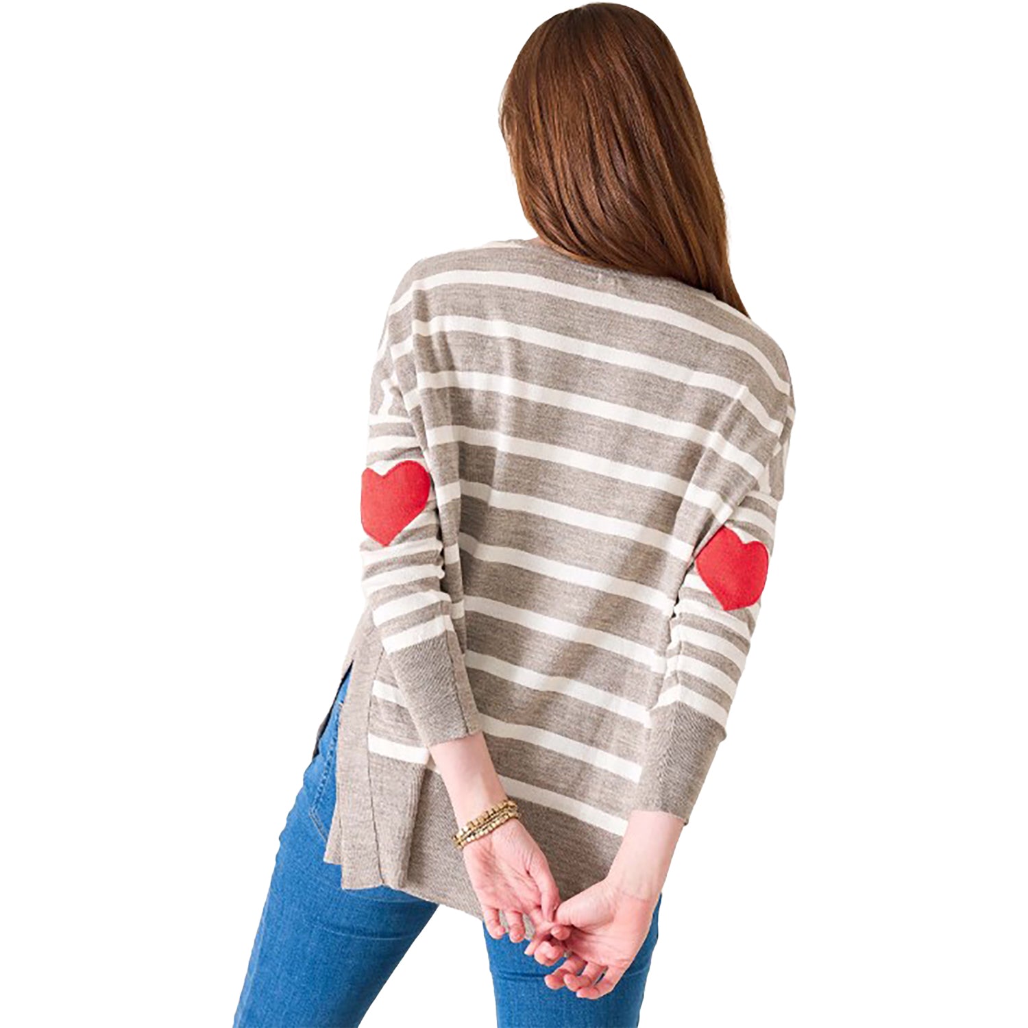 Womens Mersea Mersea Amour Sweater Women's Long Sleeve Top Driftwood Stripe Heart Driftwood Stripe Heart