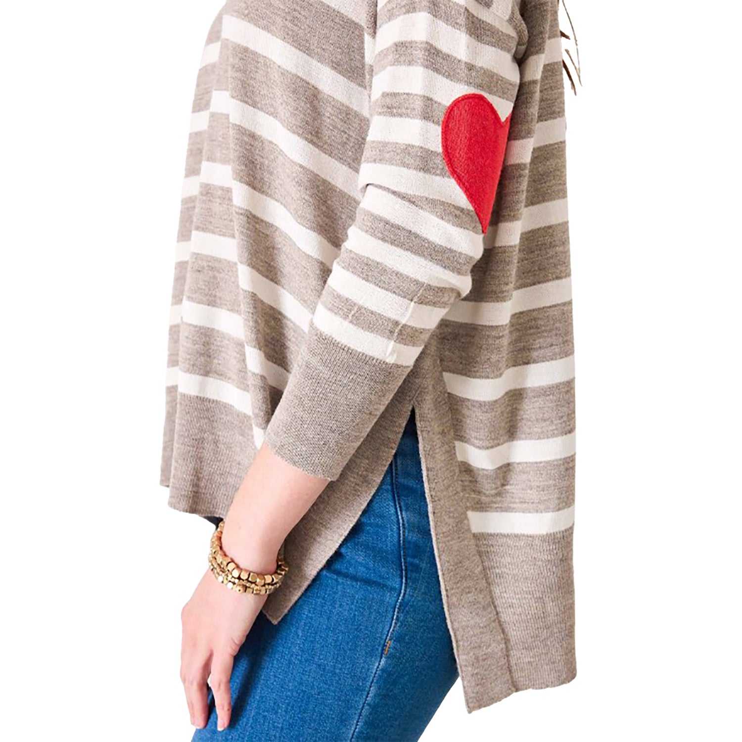 Womens Mersea Mersea Amour Sweater Women's Long Sleeve Top Driftwood Stripe Heart Driftwood Stripe Heart