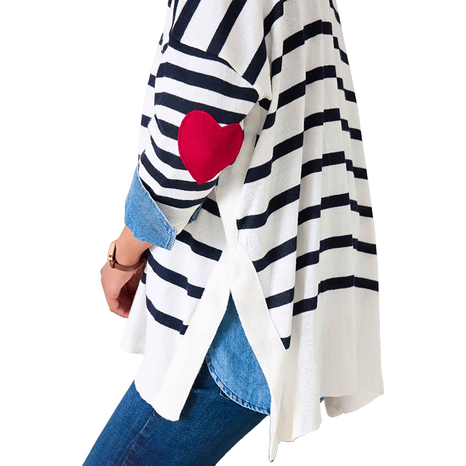 Womens Mersea Mersea Amour Sweater Women's Long Sleeve Top Navy Stripe Heart Navy Stripe Heart