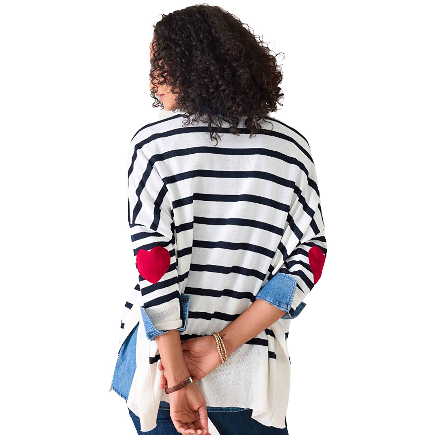 Womens Mersea Mersea Amour Sweater Women's Long Sleeve Top Navy Stripe Heart Navy Stripe Heart