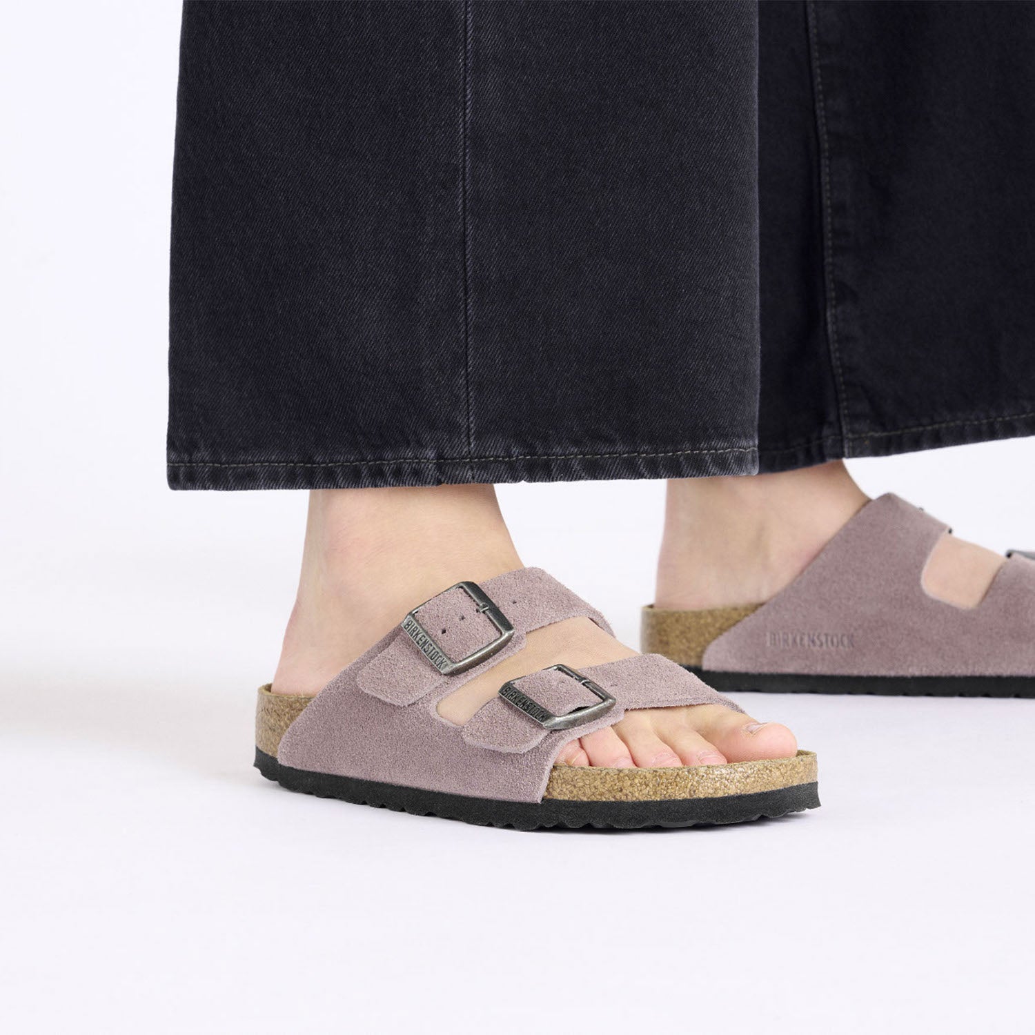 BIRKENSTOCK Arizona アリゾナ スエード パープルダスク Birkenstock Arizona Soft Footbed Narrow Slide Sandal (Women