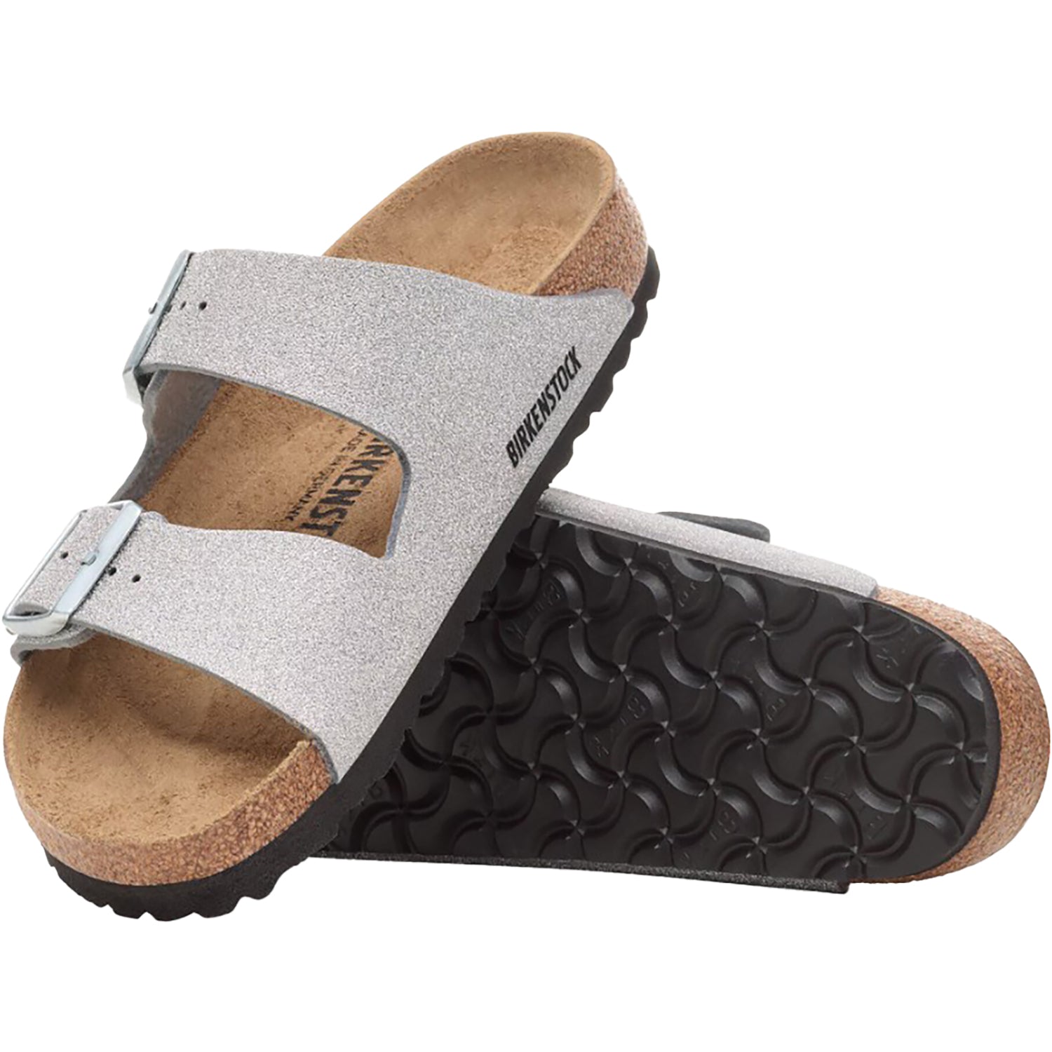 Womens Birkenstock Women's Birkenstock Arizona Shiny Glitter Silver Shiny Glitter Silver