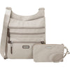 Womens Baggallini Baggallini Around Town Bagg With RFID Phone Wristlet Sand Heritage Nylon Sand Heritage Nylon