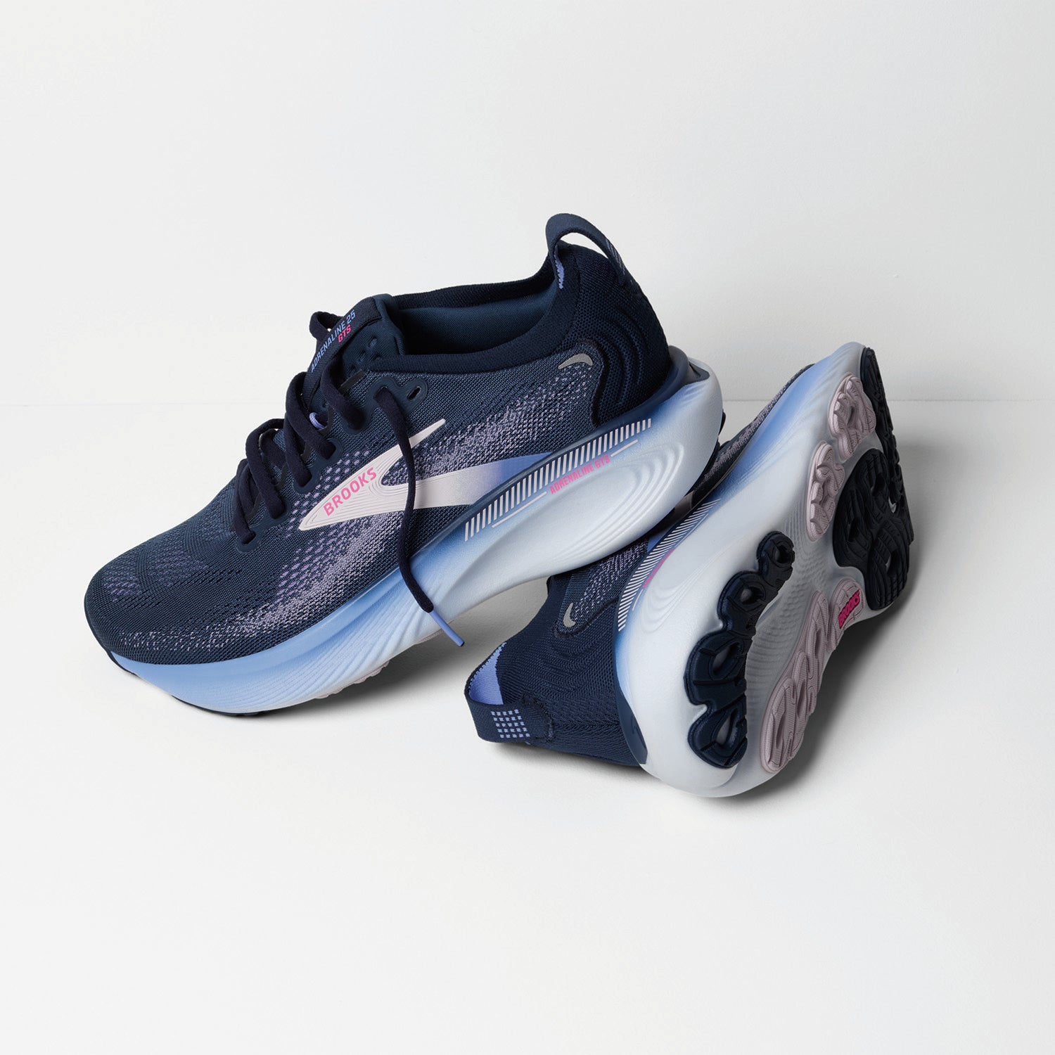 Womens Brooks Brooks Adrenaline GTS 25 Stability (Stability Support) Women's Athletic Shoes Spellbound/Blazing Bell/Pink Spellbound/Blazing Bell/Pink