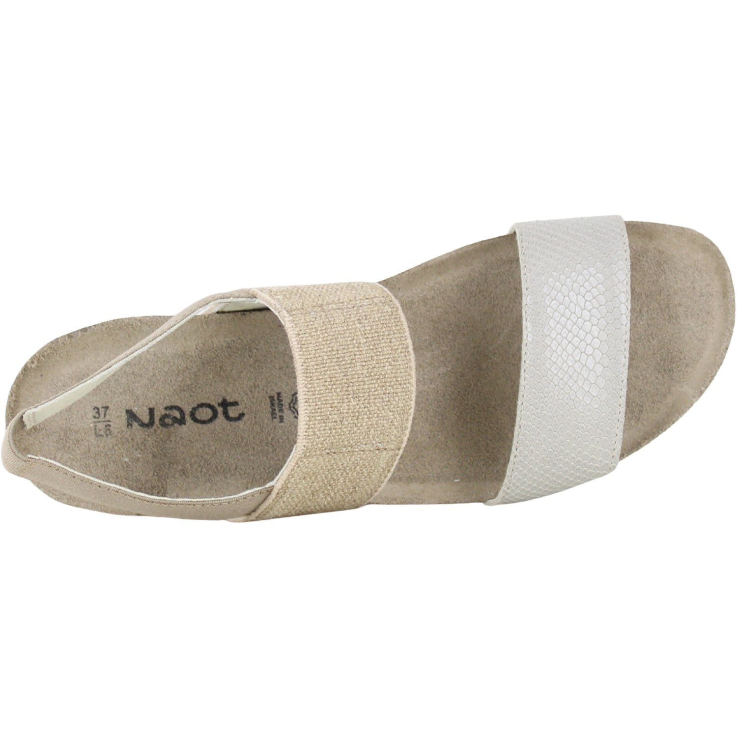 Womens Naot Naot Amy Women's Sandals Beige Lizard Leather/Beige Elastic Beige Lizard Leather/Beige Elastic
