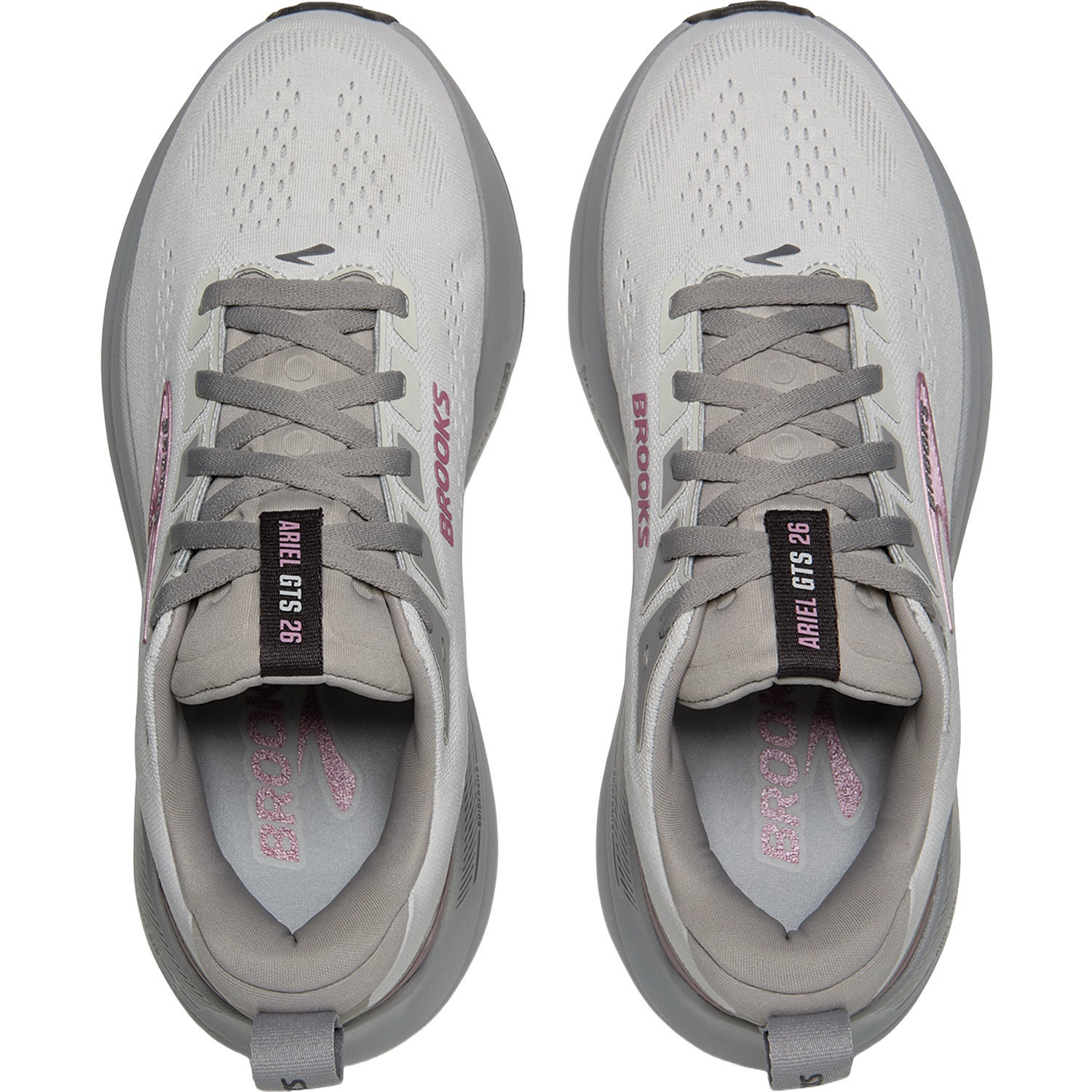 Womens Brooks Brooks Ariel GTS 26 (Stability Support) Women's Athletic Shoes Oyster Mushroom/Alloy/Pink Oyster Mushroom/Alloy/Pink