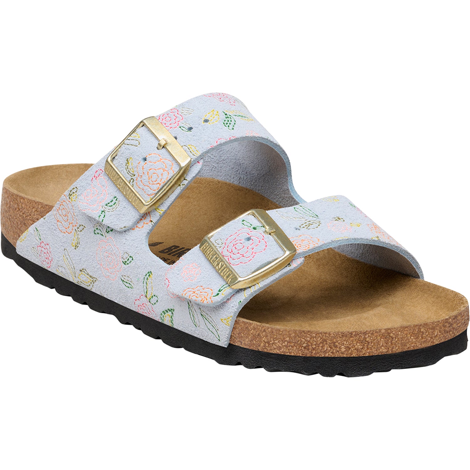 Womens Birkenstock Birkenstock Arizona Flowers Women's Sandals Baby Blue Suede Baby Blue Suede