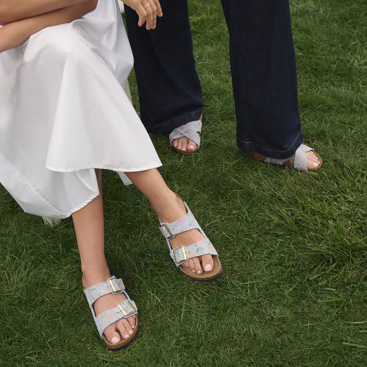 Womens Birkenstock Birkenstock Arizona Flowers Women's Sandals Baby Blue Suede Baby Blue Suede