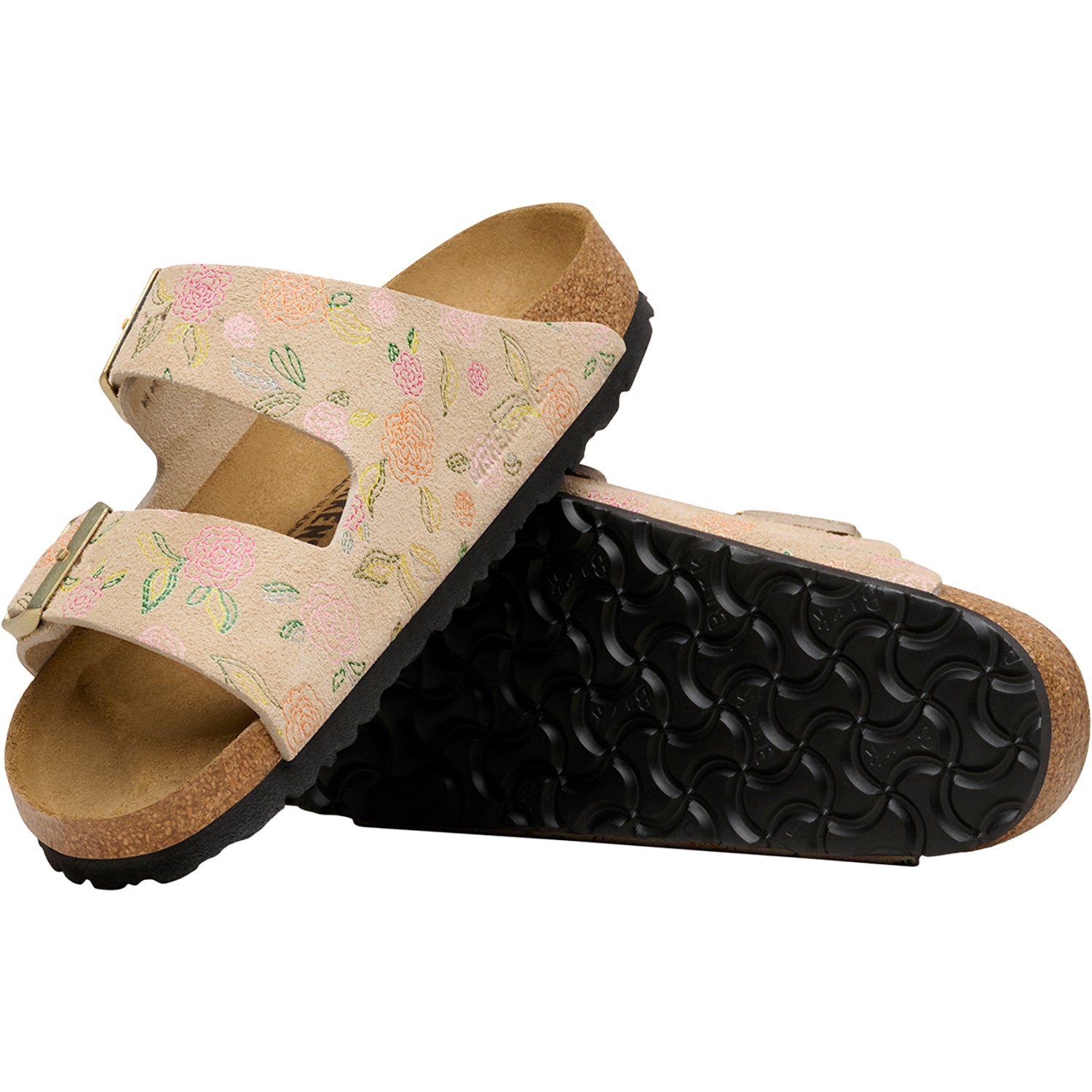 Womens Birkenstock Birkenstock Arizona Flowers Women's Sandals Sandcastle Suede Sandcastle Suede