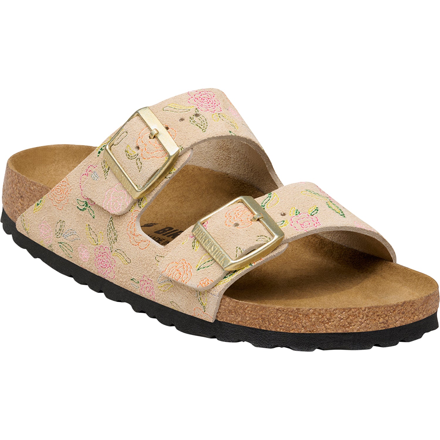 Womens Birkenstock Birkenstock Arizona Flowers Women's Sandals Sandcastle Suede Sandcastle Suede