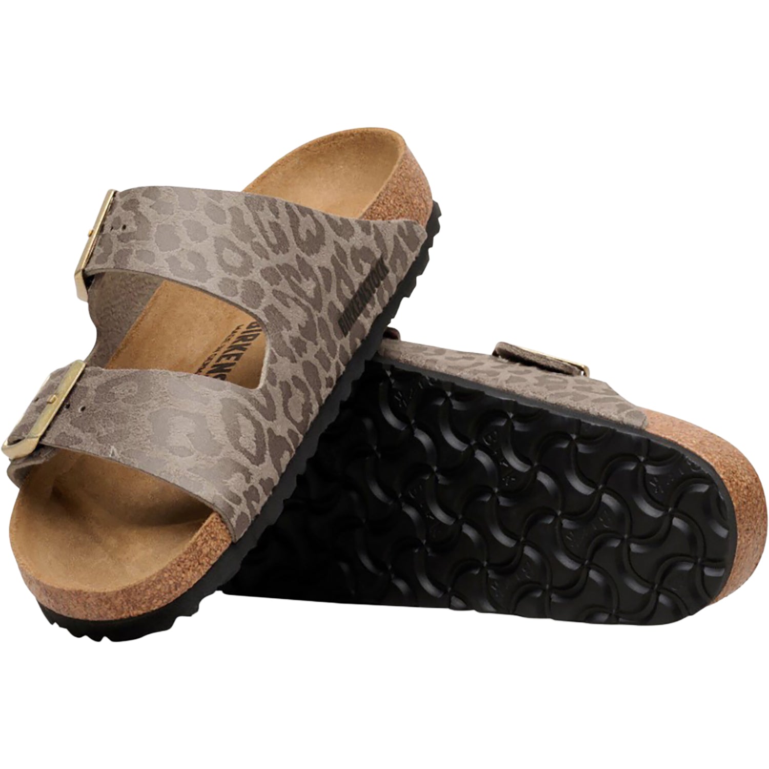 Womens Birkenstock Birkenstock Arizona Birko-Flor Women's Sandals Leo Gray/Taupe Leo Gray/Taupe