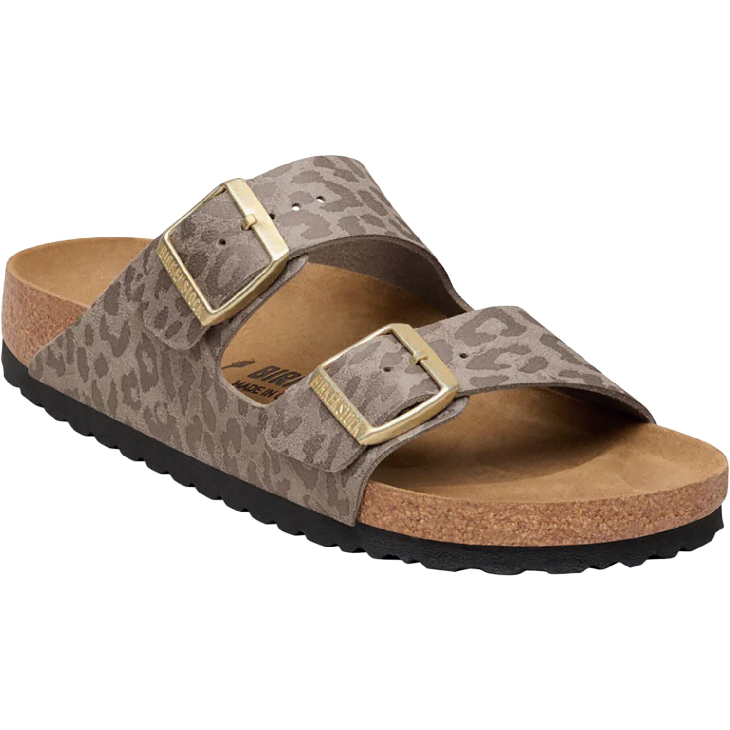 Womens Birkenstock Birkenstock Arizona Birko-Flor Women's Sandals Leo Gray/Taupe Leo Gray/Taupe