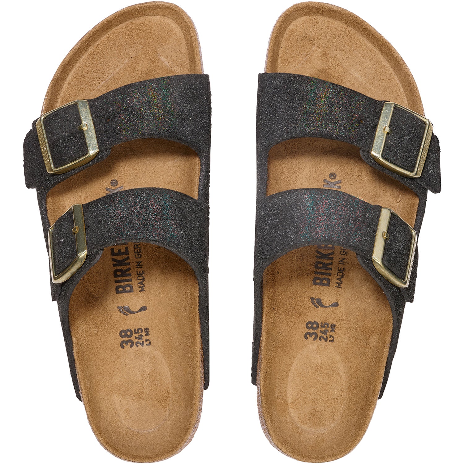 Womens Birkenstock Women's Birkenstock Arizona Shimmering Black Suede Shimmering Black Suede