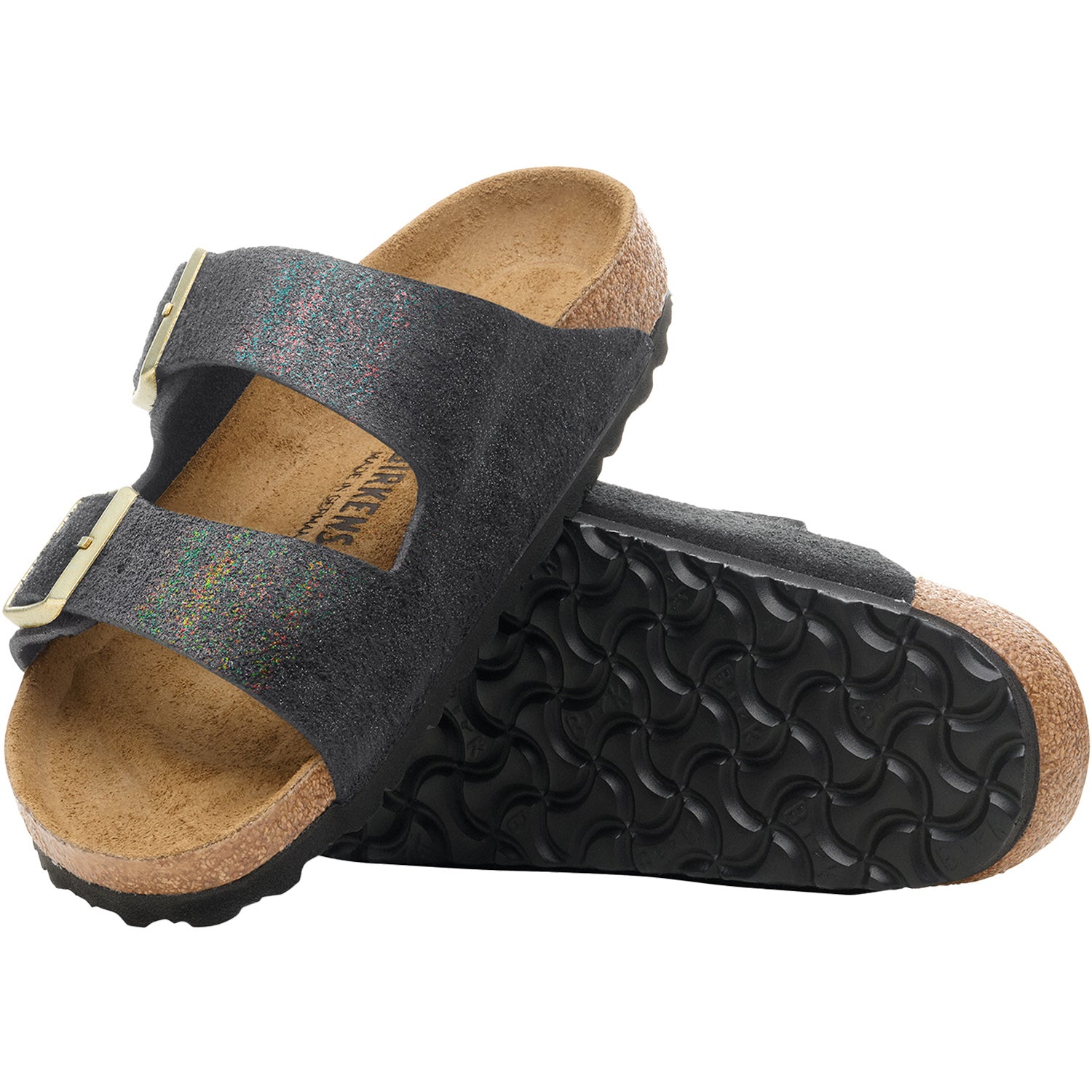 Womens Birkenstock Women's Birkenstock Arizona Shimmering Black Suede Shimmering Black Suede