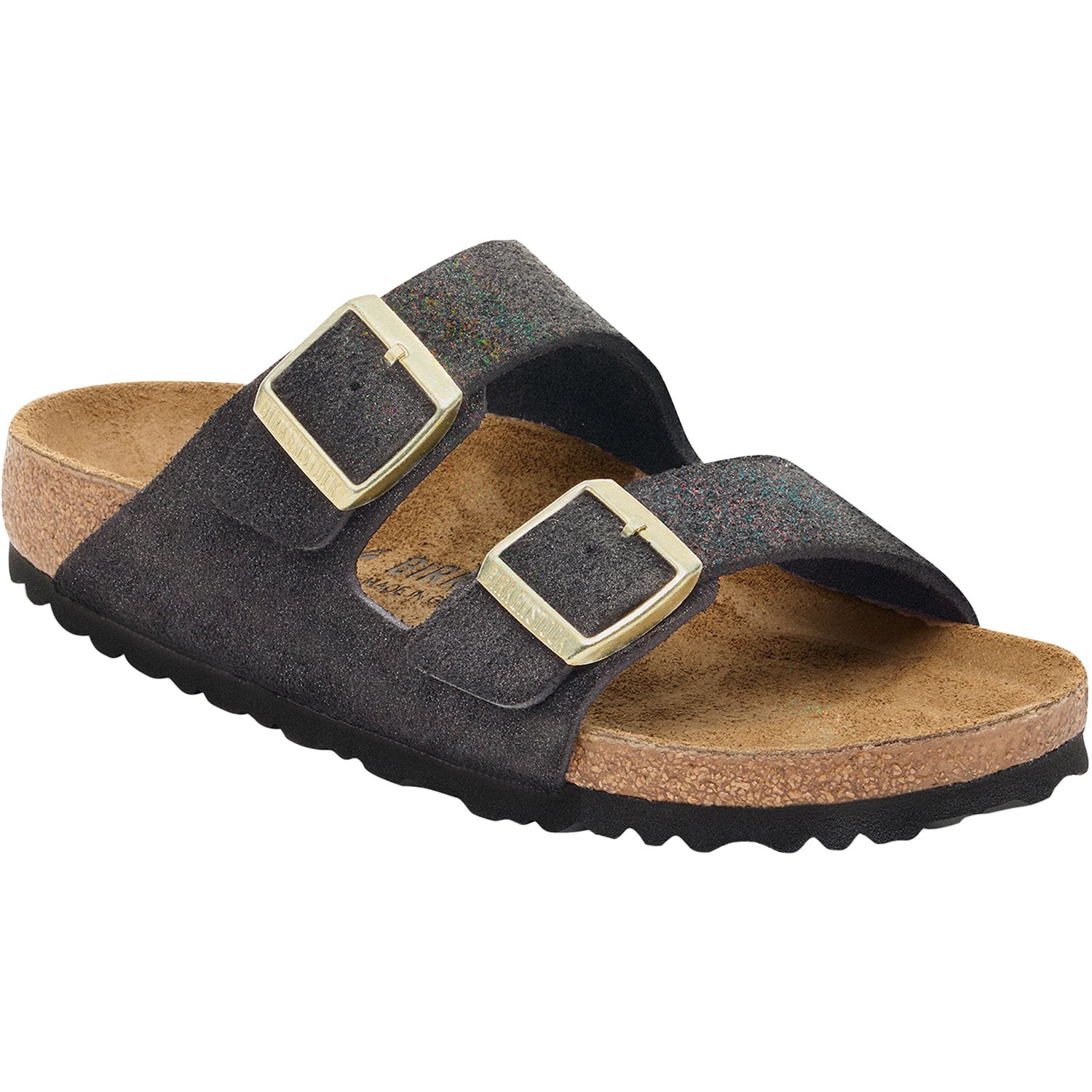 Womens Birkenstock Women's Birkenstock Arizona Shimmering Black Suede Shimmering Black Suede