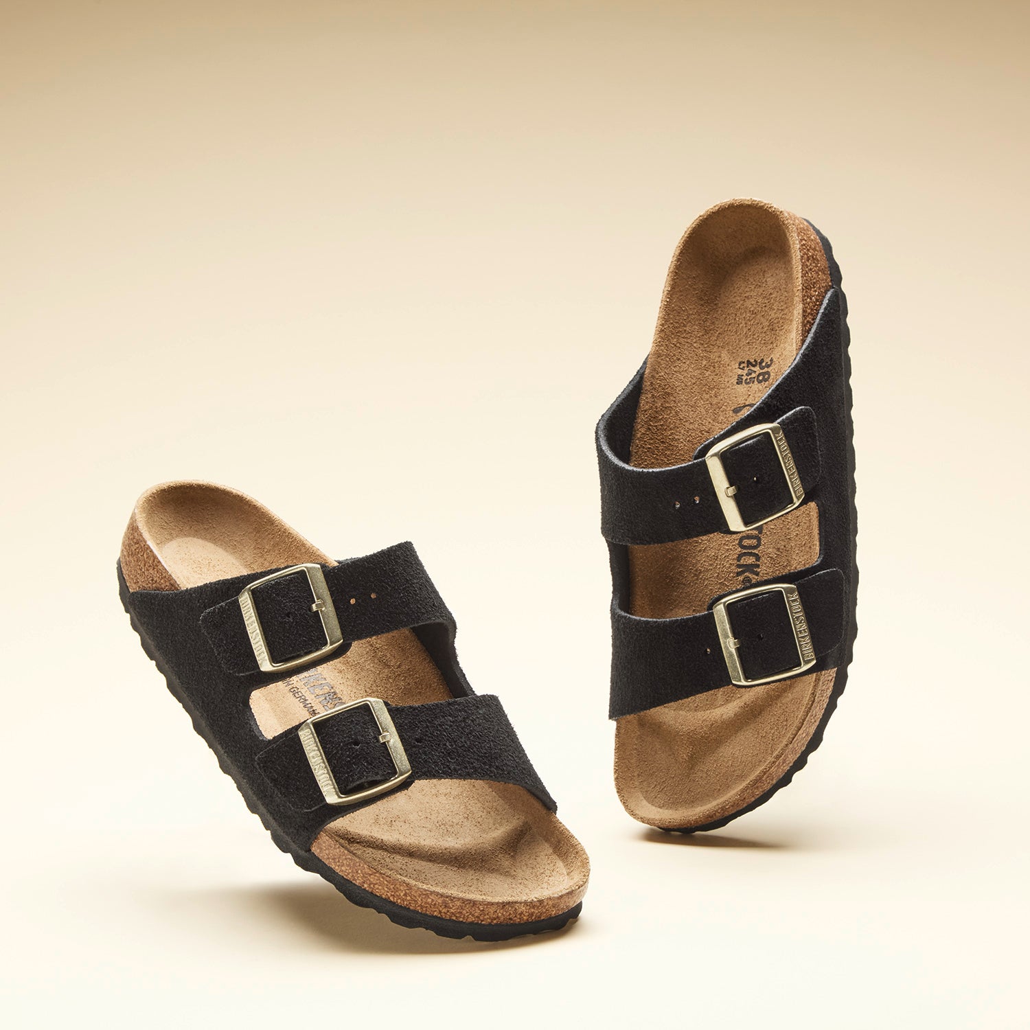 Womens Birkenstock Women's Birkenstock Arizona Shimmering Black Suede Shimmering Black Suede