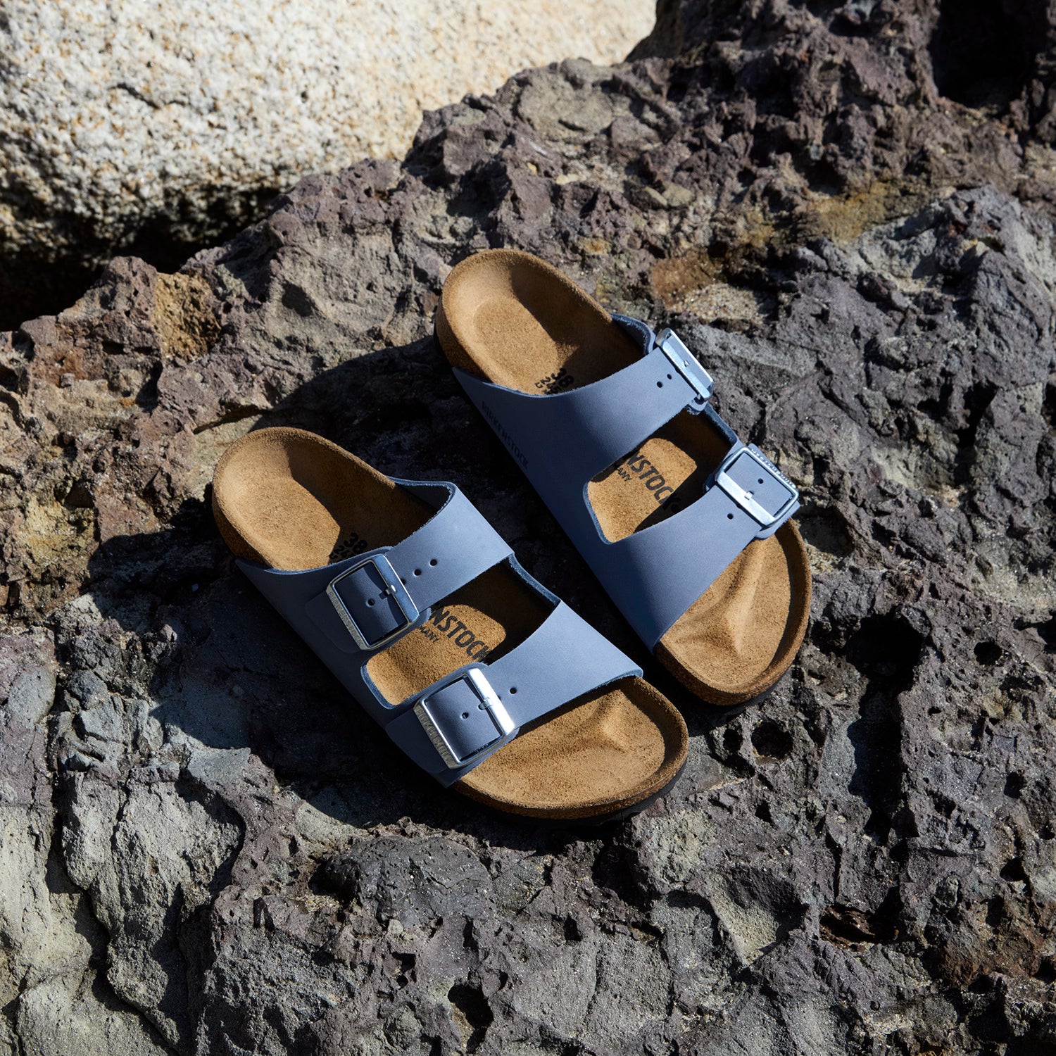 Womens Birkenstock Women's Birkenstock Arizona Stone Blue Nubuck Stone Blue Nubuck