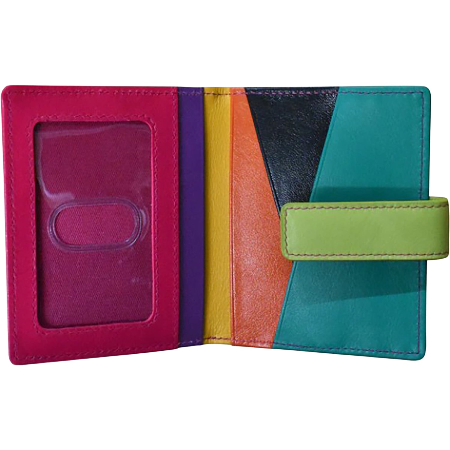 Womens Ili new york ili New York Mini Asymmetric Card Wallet with Tab Wallet Black Bright Black Bright